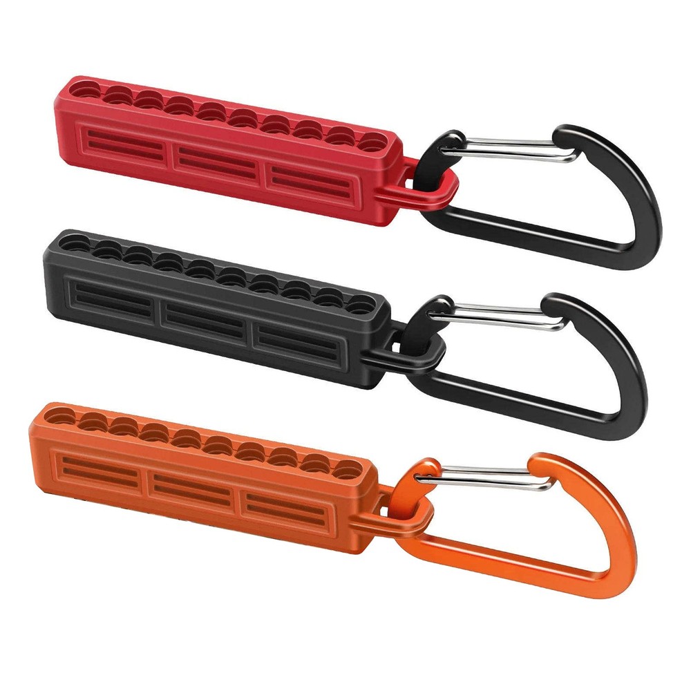 3x 1/4" Hex Bit Holder Storage Rail Color Coded Bit Organizer With Carabiner