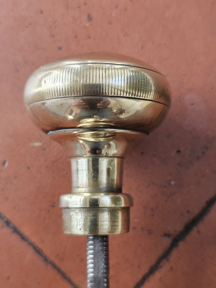 Antique original large brass knurled mortice lock bun knobs