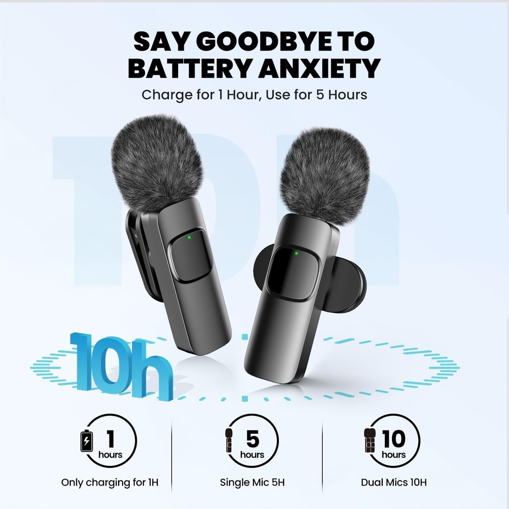 Wireless Lavalier Microphone with Magnetic Clip, Mini Mic for iPhone Android,...