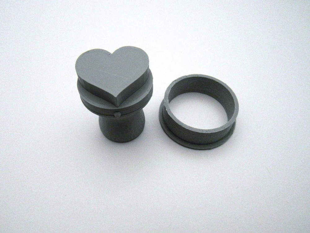 Solid Heart clay stamp - round pendant stamp with cutter