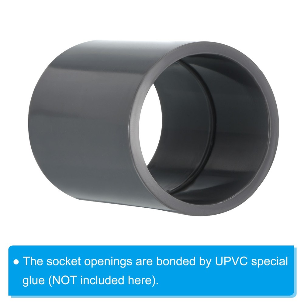 UPVC Pipe Fitting 1.26 Inch Socket, 6 Pack Straight Coupling, Grey