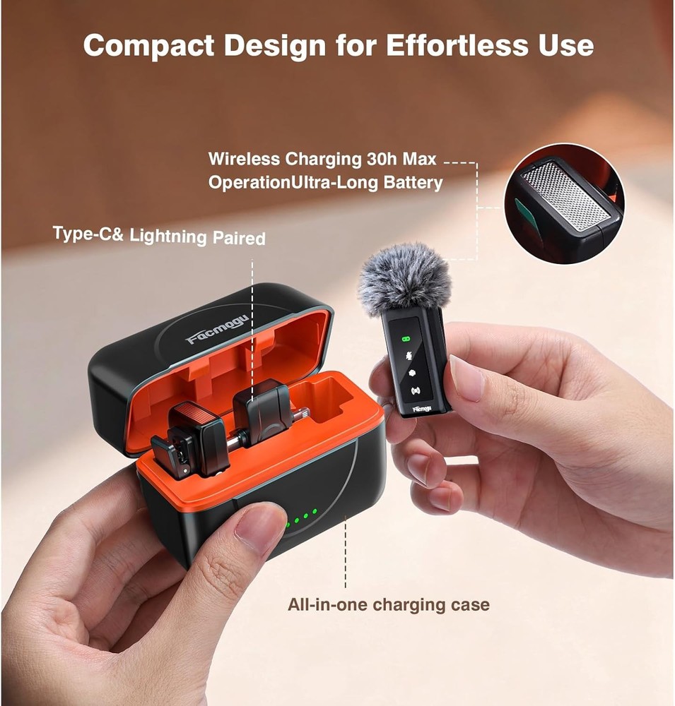 K80 Professional Mini Wireless Lavalier Microphone for iPhone Android Tablets (L