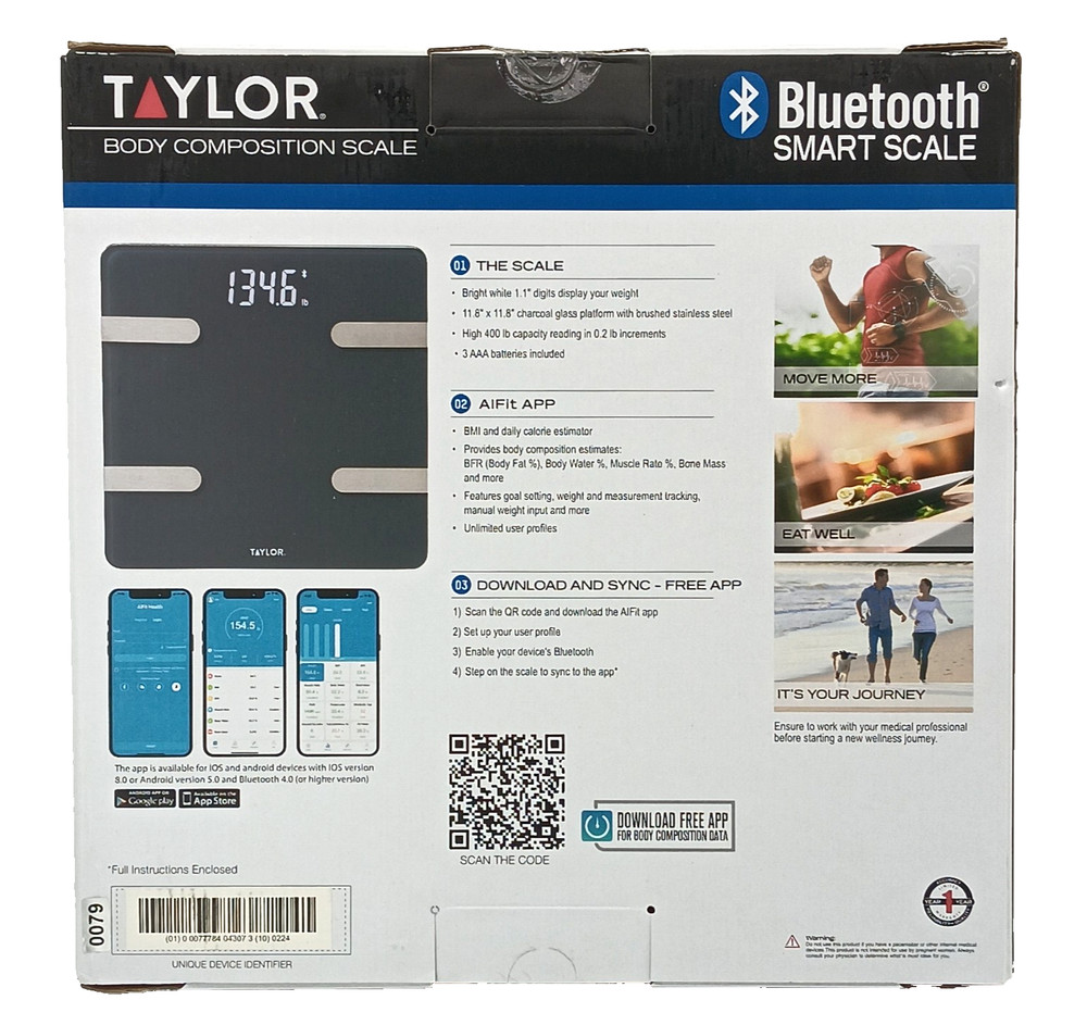 Taylor Body Composition Bluetooth Smart Scale 400 Lb Capacity - New