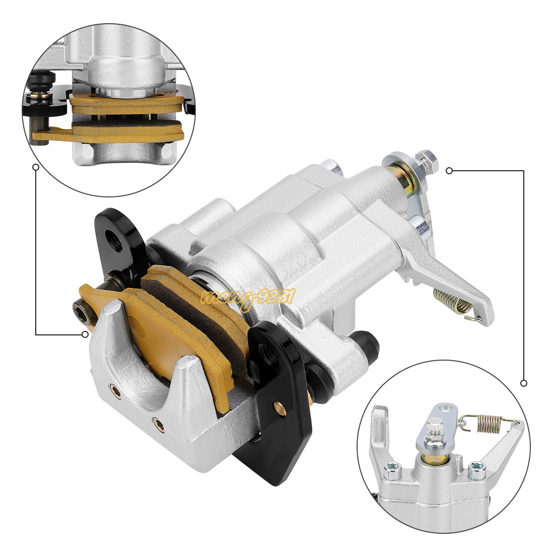 Rear Brake Caliper w/Pads for Yamaha Rhino 450 YXR450 660 YXR660 4x4 2004-2009