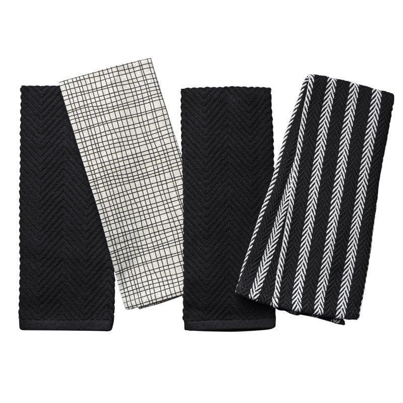 4-Pack Kitchen Dining Towels, Machine Washable, Soft & Durable, Crosshatch