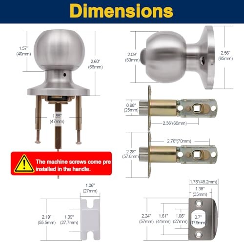 Door Knobs with Lock and Key, Keyed Entry Door 1 Pack Satin Entry with Keys