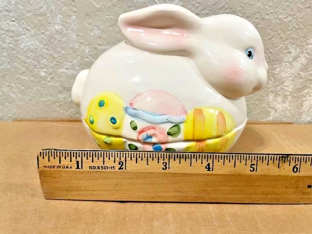 Vtg Earthenware Easter Bunny 2 piece Candy Dish NEW in Box