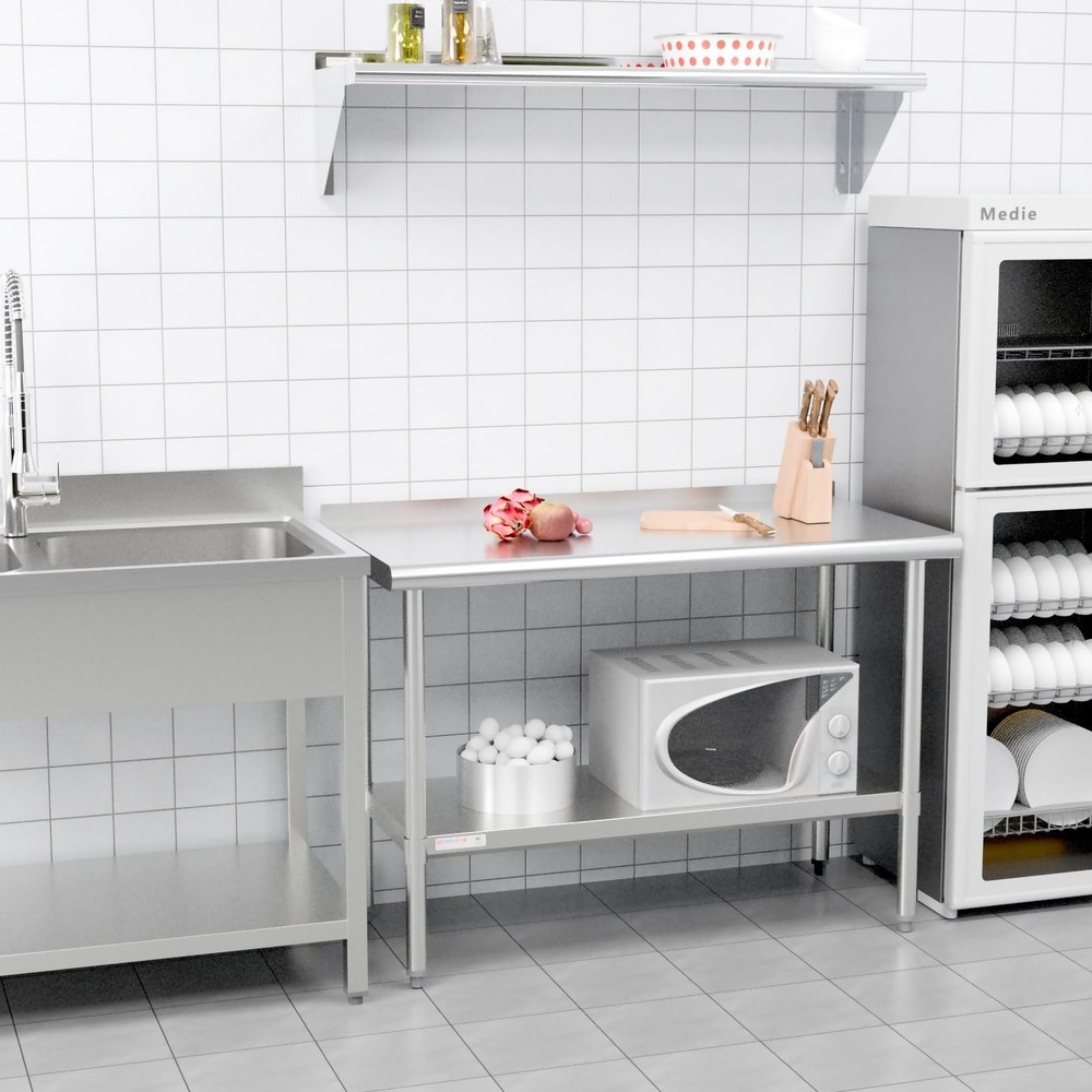 NSF Stainless Steel Table, Metal Prep & Work Table with Adjustable Undershelf...