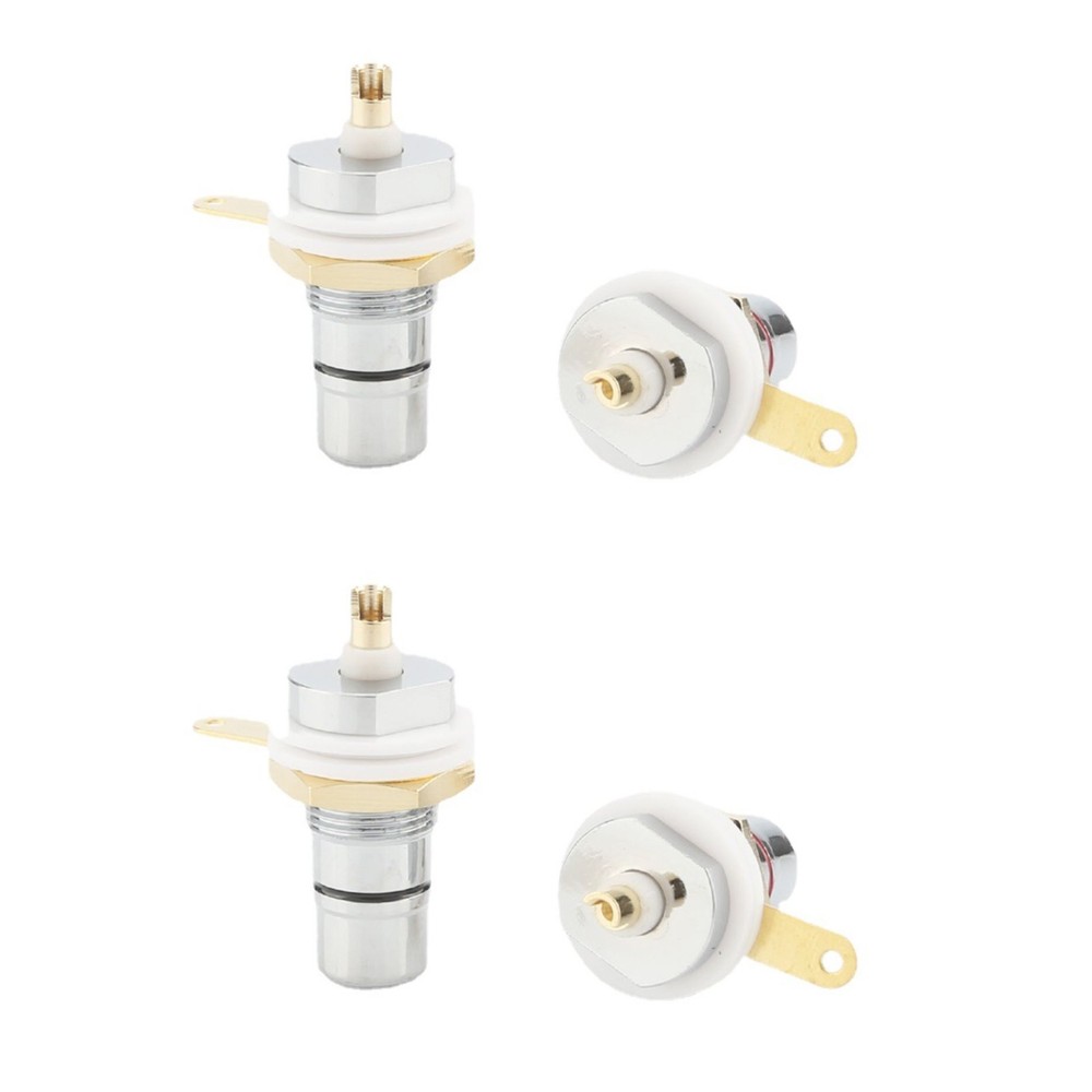 4* Rhodium Plated RCA Socket Female Panel Mount Plug Audio Terminal Chassis