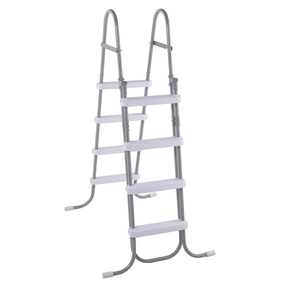 52" 4-Step Pool Ladder, Iron Grey Frame & White Steps, Safety Design