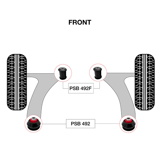 4x Toyota Corolla (09-19) Front Lower Arm Polyurethane Bushing Kit