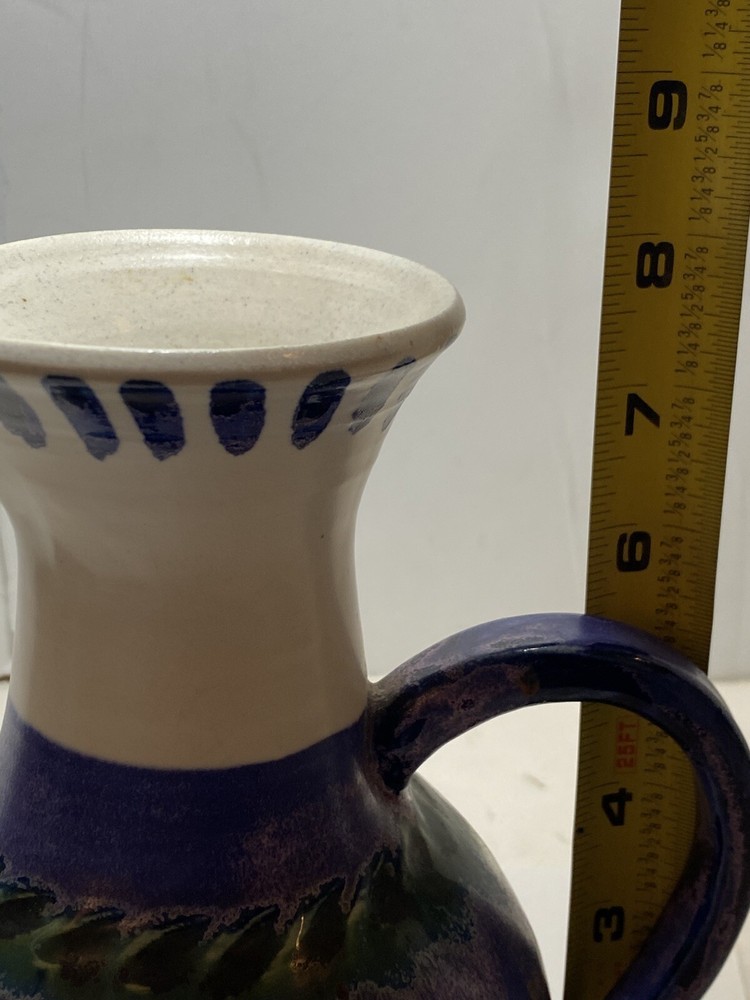 PLOUGHPENNY POTTERY MULTICOLORED PITCHER SIGNED LISA