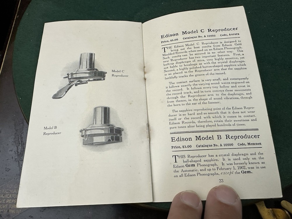 Original 1905 Edison Cylinder Phonograph catalog
