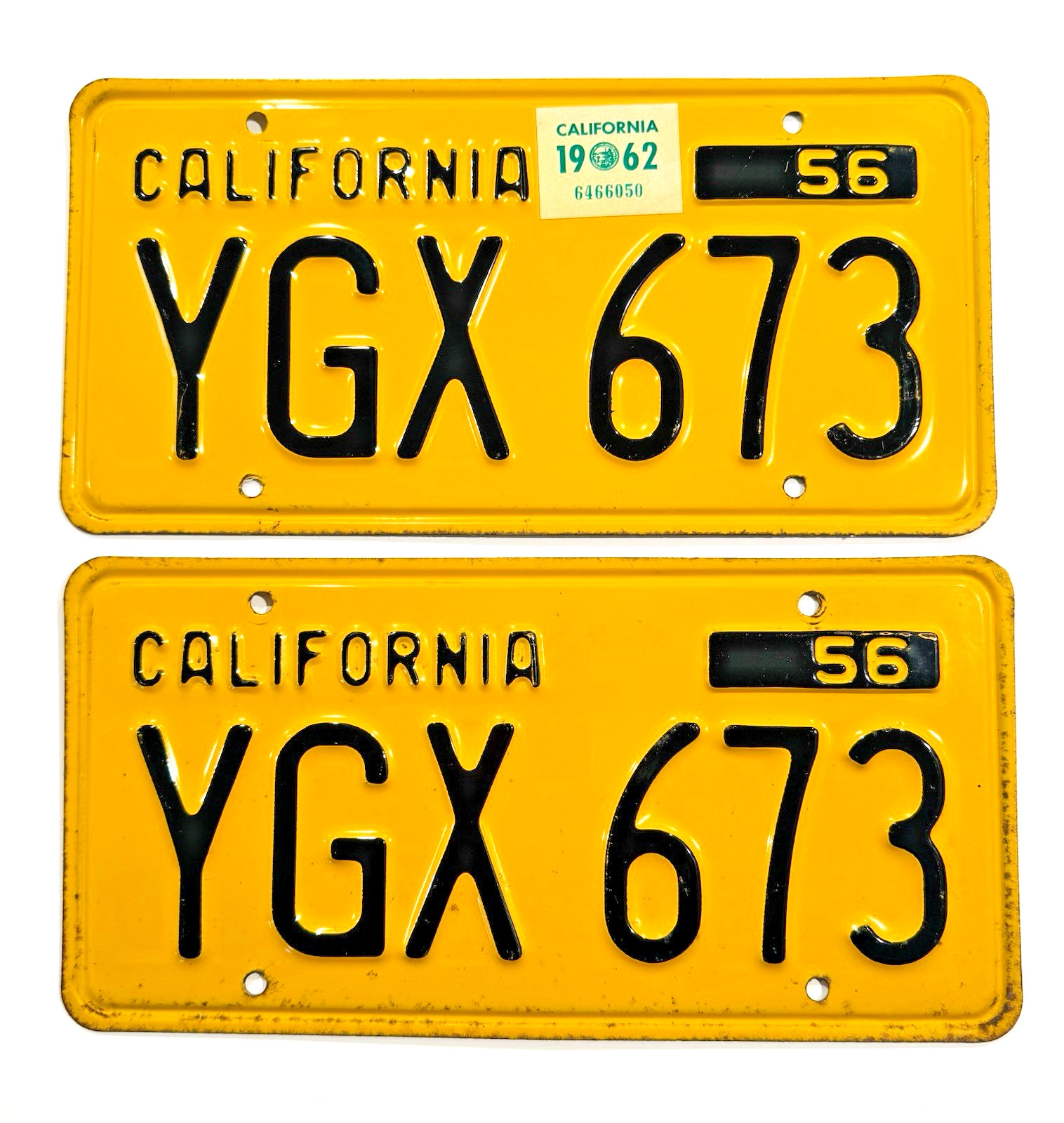 1956 California License Plates DMV Clear 1962 Chevrolet Impala