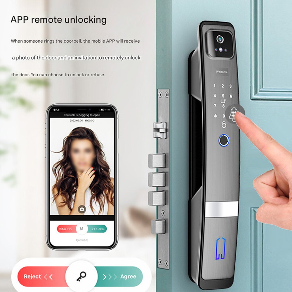 Smart Door Lock,3D Face Recognition Camera FingerPrint Password Security Lock