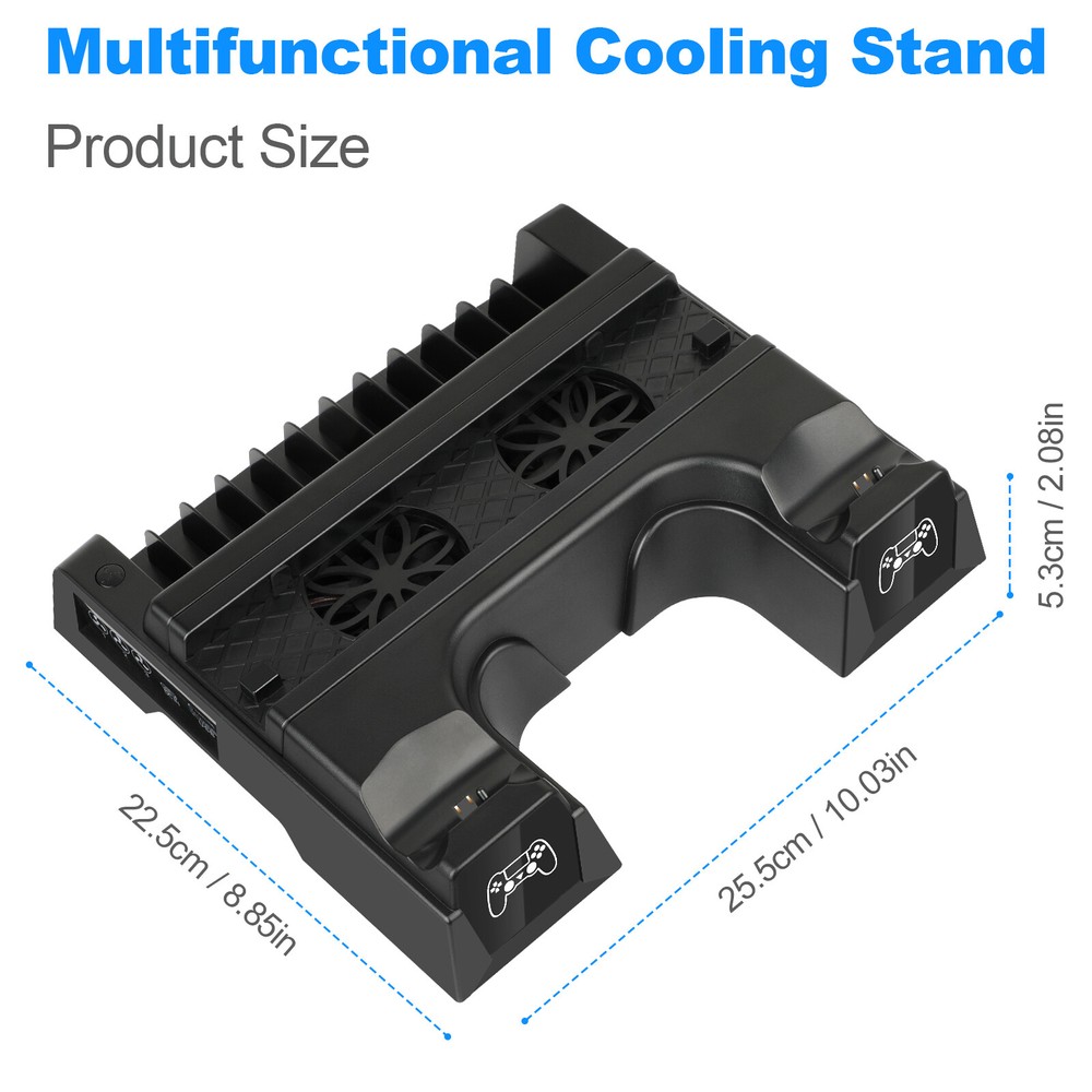 For PS4 Pro / Slim Vertical Stand + Cooling Fan Controller Charging Dock Station