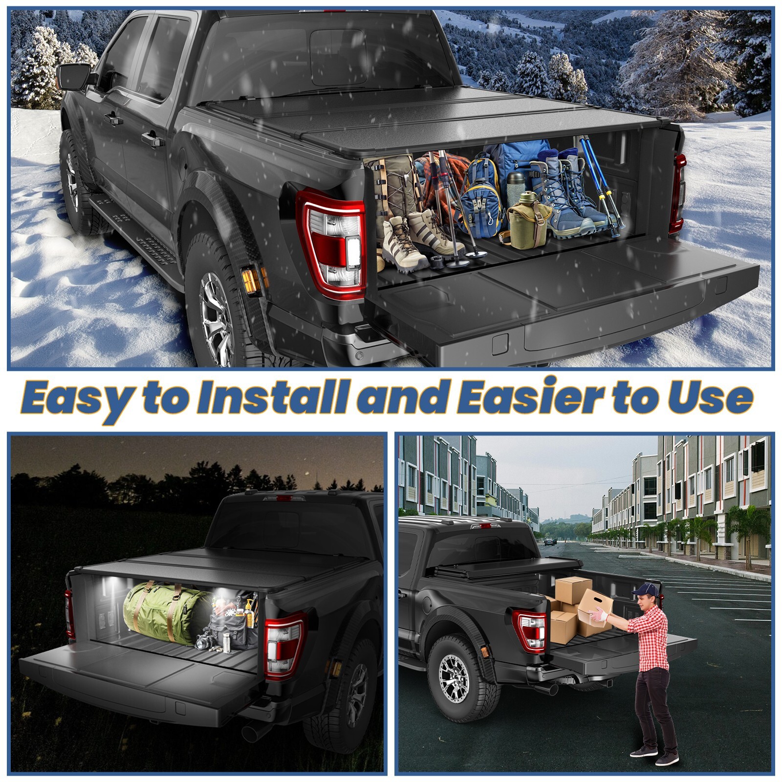 4.5ft 4.6ft Tri-Fold Hard Tonneau Cover For 2022-2025 Ford Maverick Truck Bed