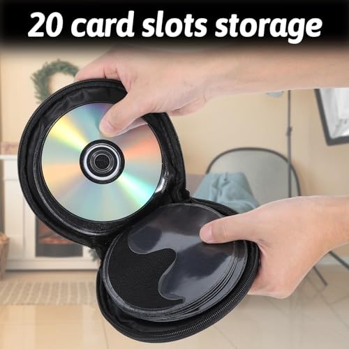 Black 20 Capacity CD/DVD Case Holder Portable CD Storage Organizer, Small