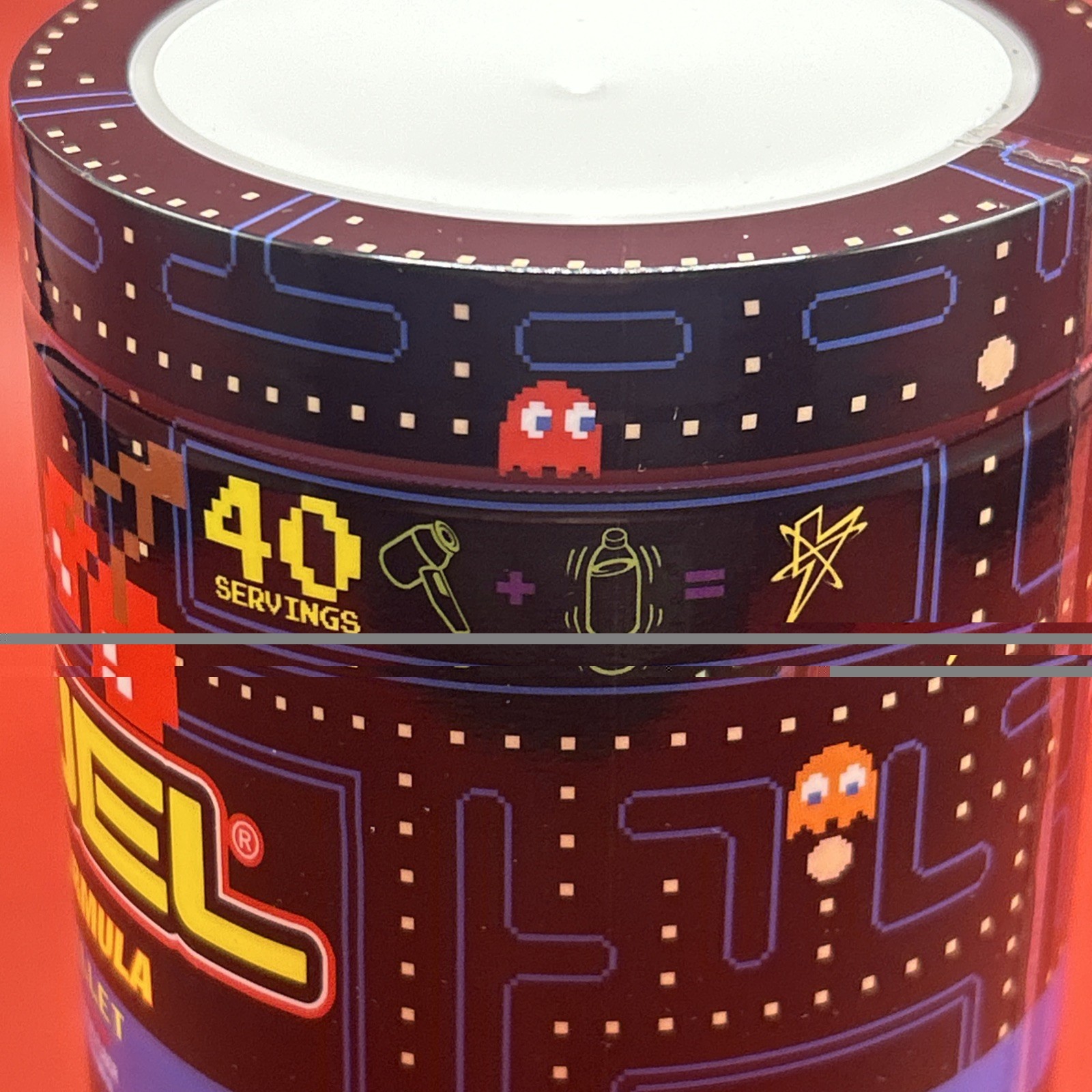 G FUEL Pac-Man Power Pellet Energy Tub (Cherry Lollipop) 40 Servings - Exp. 2028