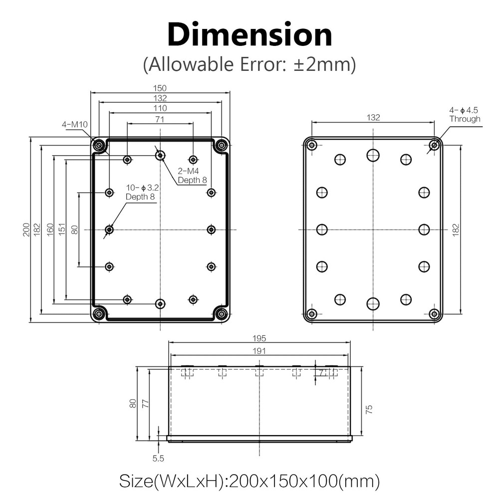 IP67 Waterproof Junction Box ABS Plastic Project Box Dustproof Electrical Box Ou