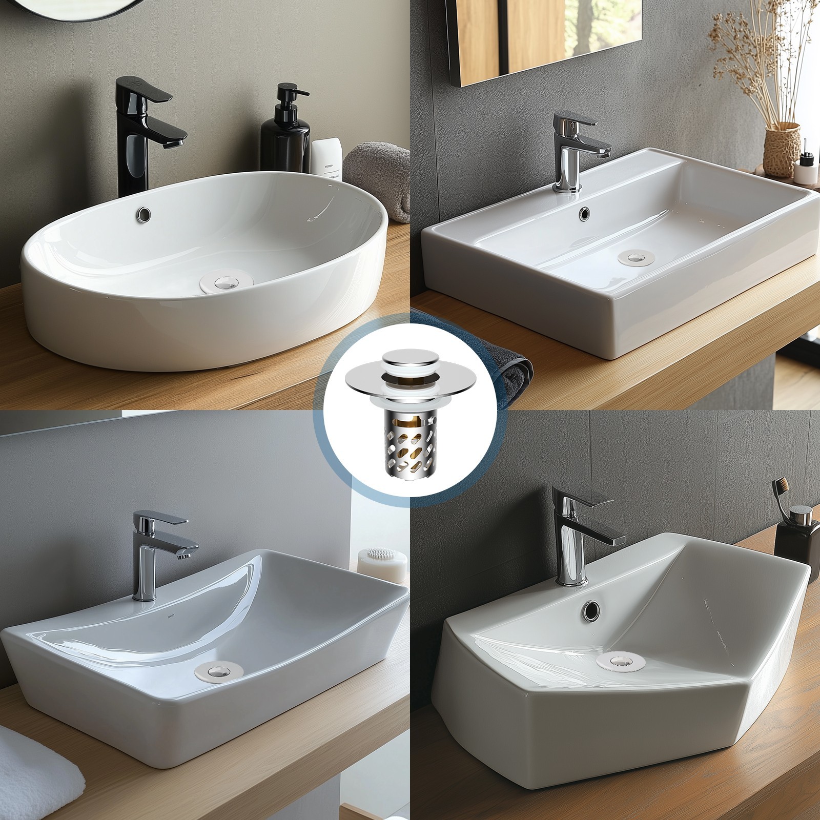 Universal Bathroom Sink Stopper Pop Up Drain Strainer Hair Catcher Filter Basket