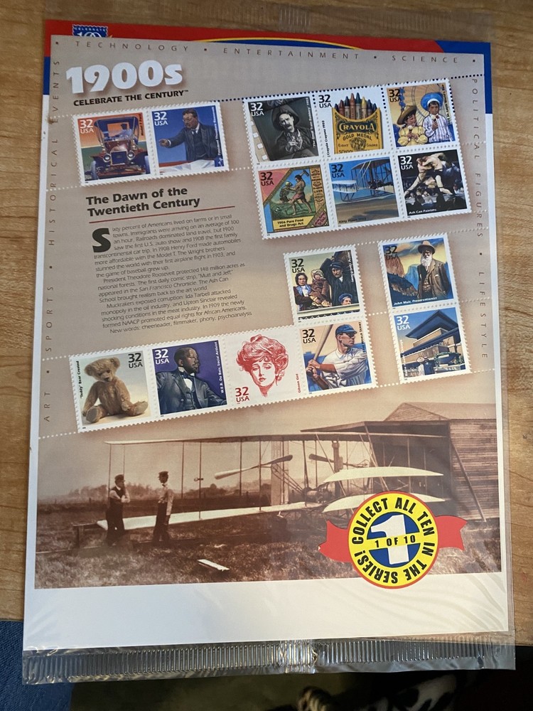 9 celebrate the century stamp sets with super hero stamp album and 3-D glasses