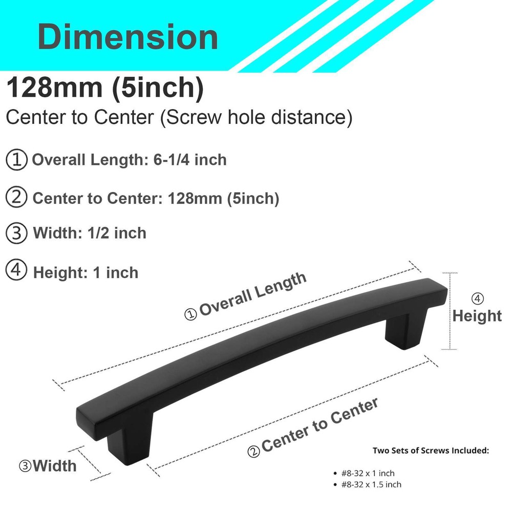 Solid Matte Black Square Cabinet Pulls Knobs Handles Kitchen Bath Drawers Modern