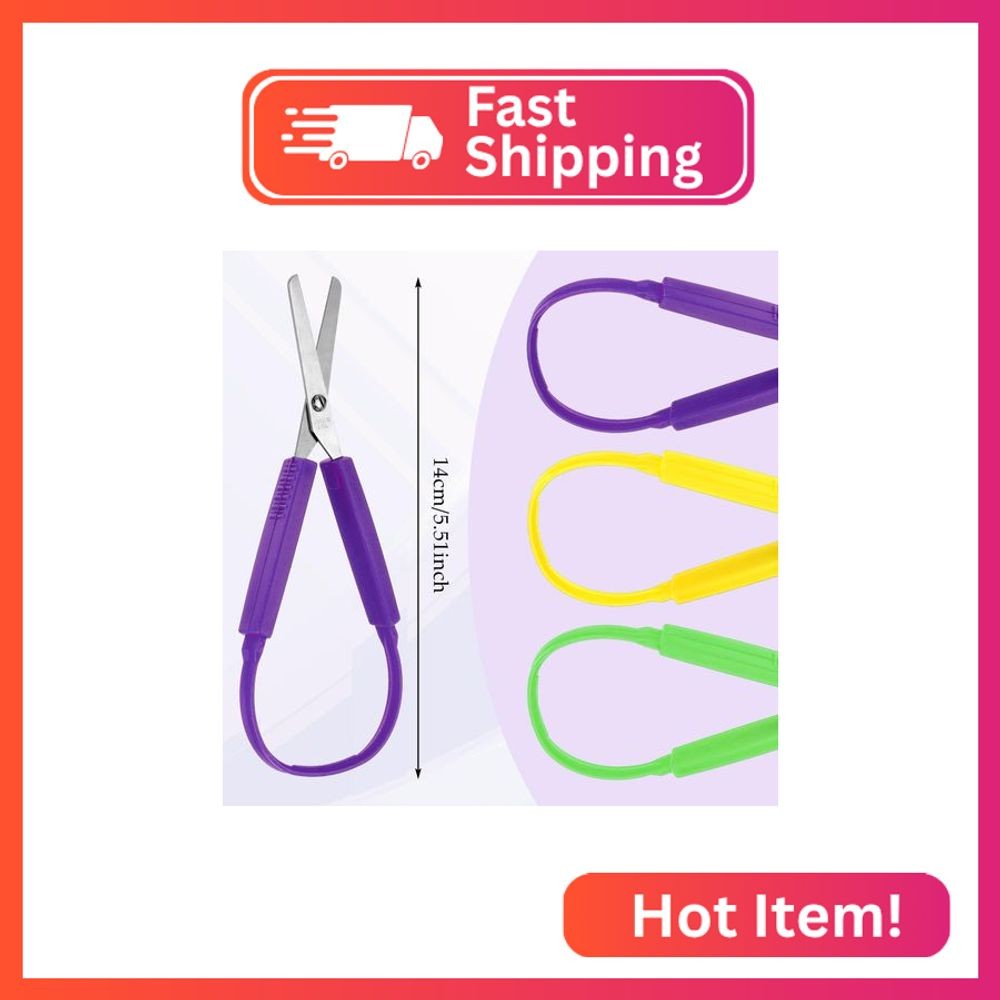 Loop Scissors 3Pcs Adaptive Scissors for Toddlers 5.5 Inch Colorful Training Sci