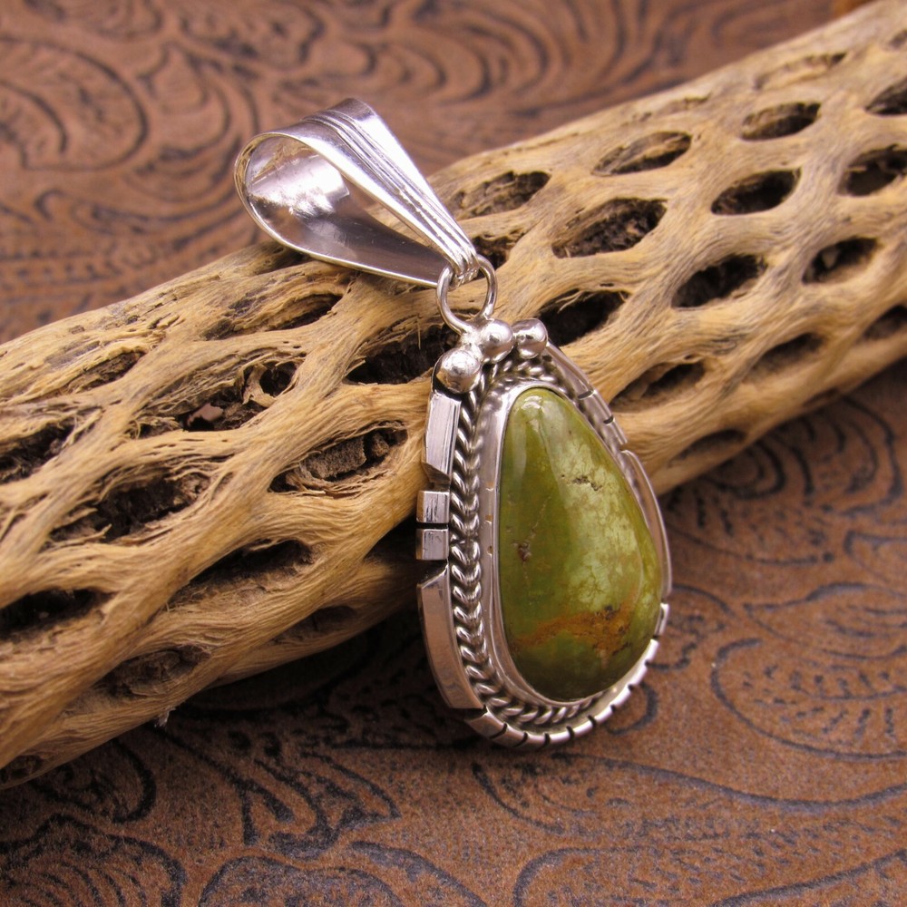 *Green Turquoise Sterling Silver Pendant