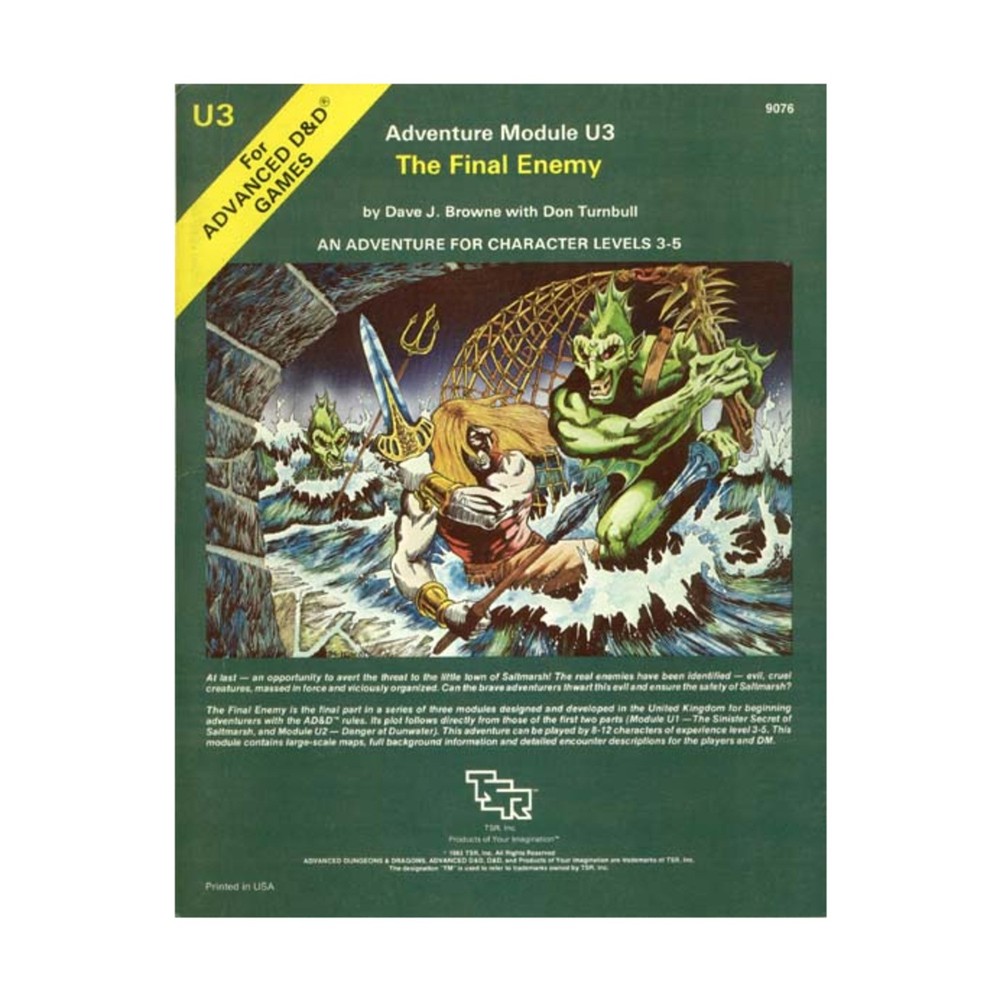 TSR AD&D 1st Edition Final Enemy VG+