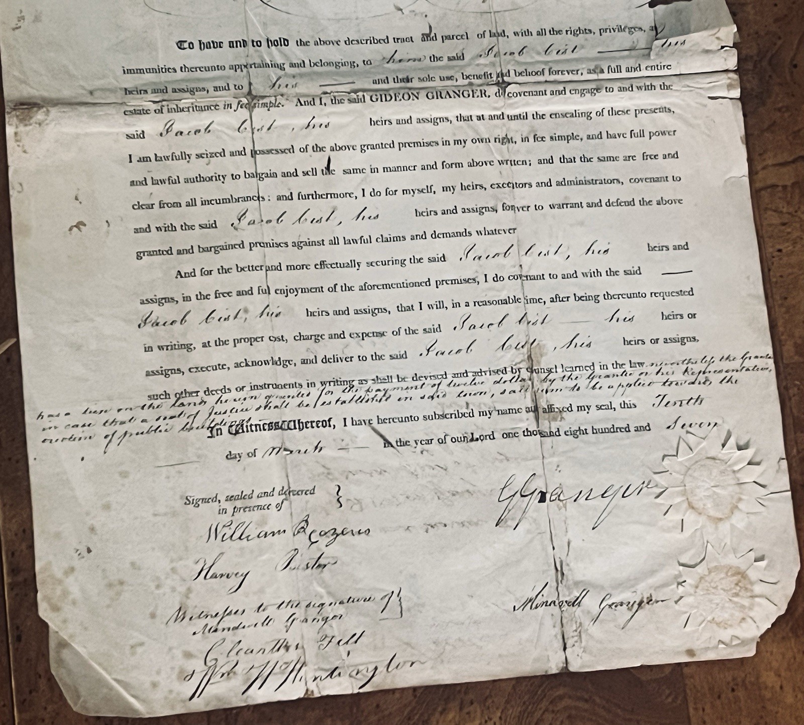 1808 Deed, District of Columbia, Signed By Gideon Granger & Dr. William Thornton