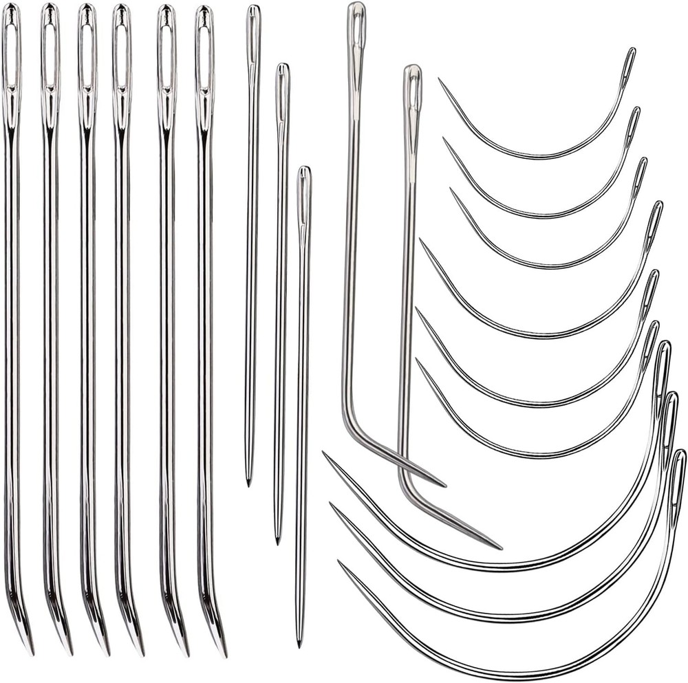 Versatile 20-Pcs Needle Collection: Curved, Sack, & Hand for All Sewing Needs