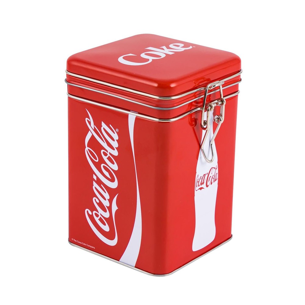 Coca-Cola Food Container Large Rectangular All Metal Locking Cookie Jar Metal...