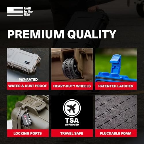 45" Empty Waterproof Hard Case w/Wheels – Lockable, TSA Approved Empty Case