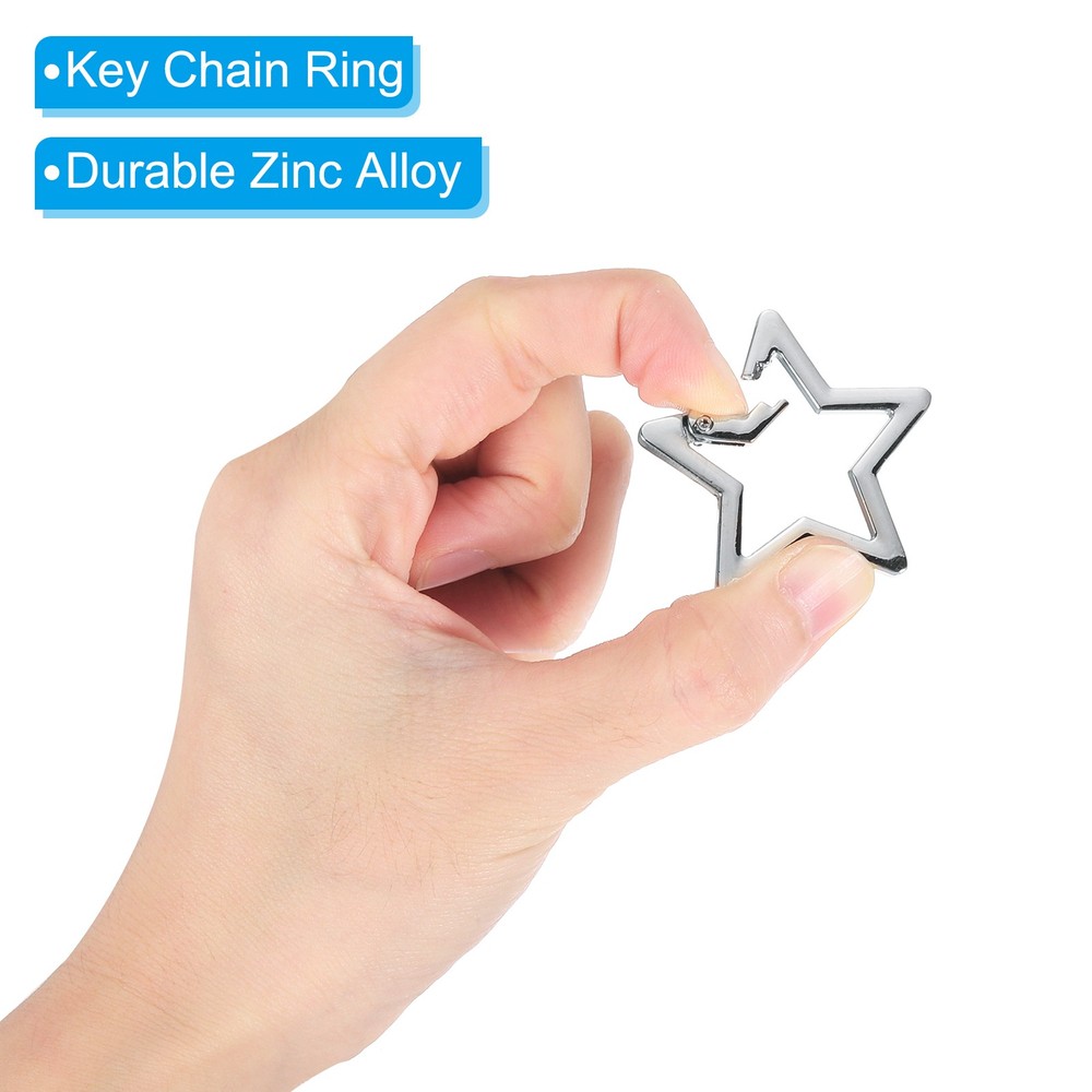 42mm Star Shaped Spring Snap Keychain Clip Metal Trigger Keychain Silver