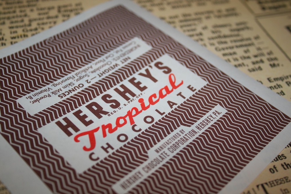 WW2 US Hershey tropical chocolate bar wrapper ( 3 Pack )