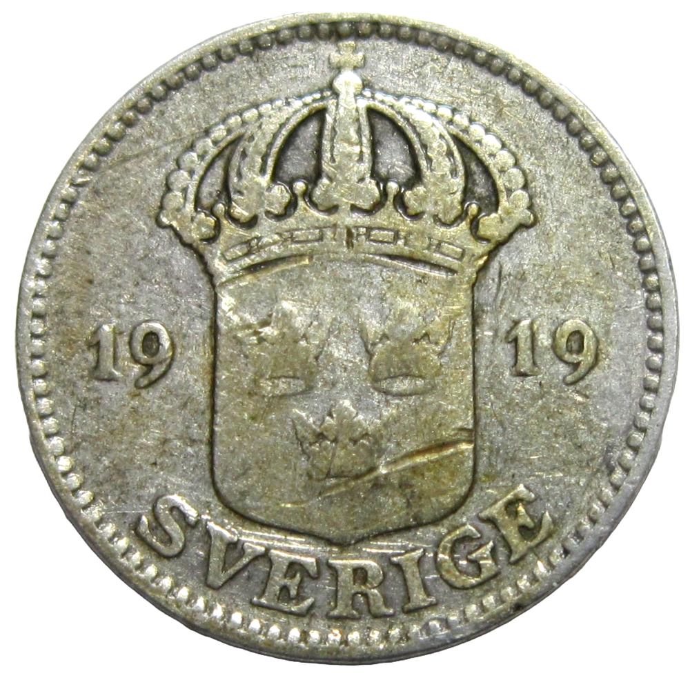 SWEDEN, SILVER 25 ORE, 1919.