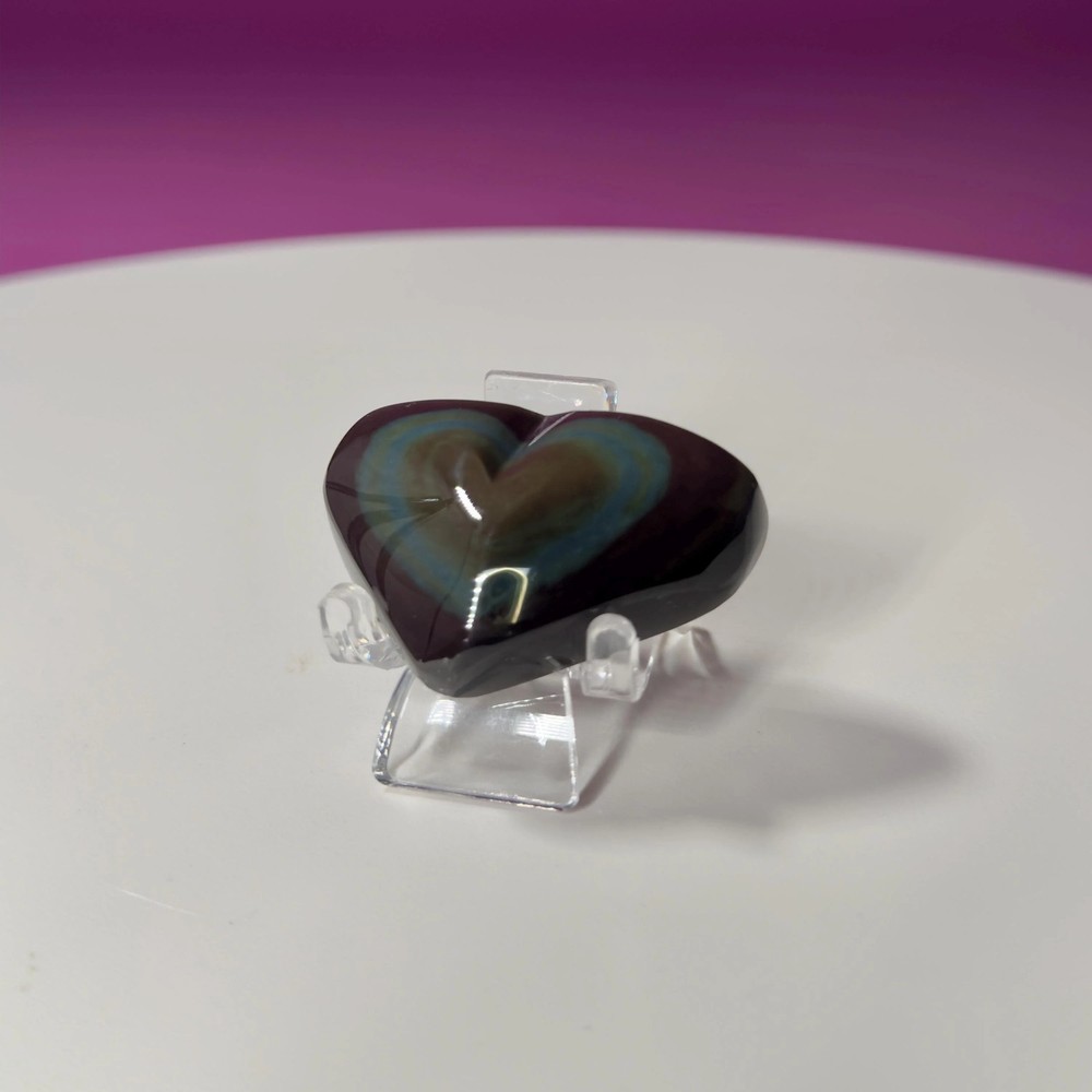 Mini Rainbow Obsidian Heart Carving (Mexico)