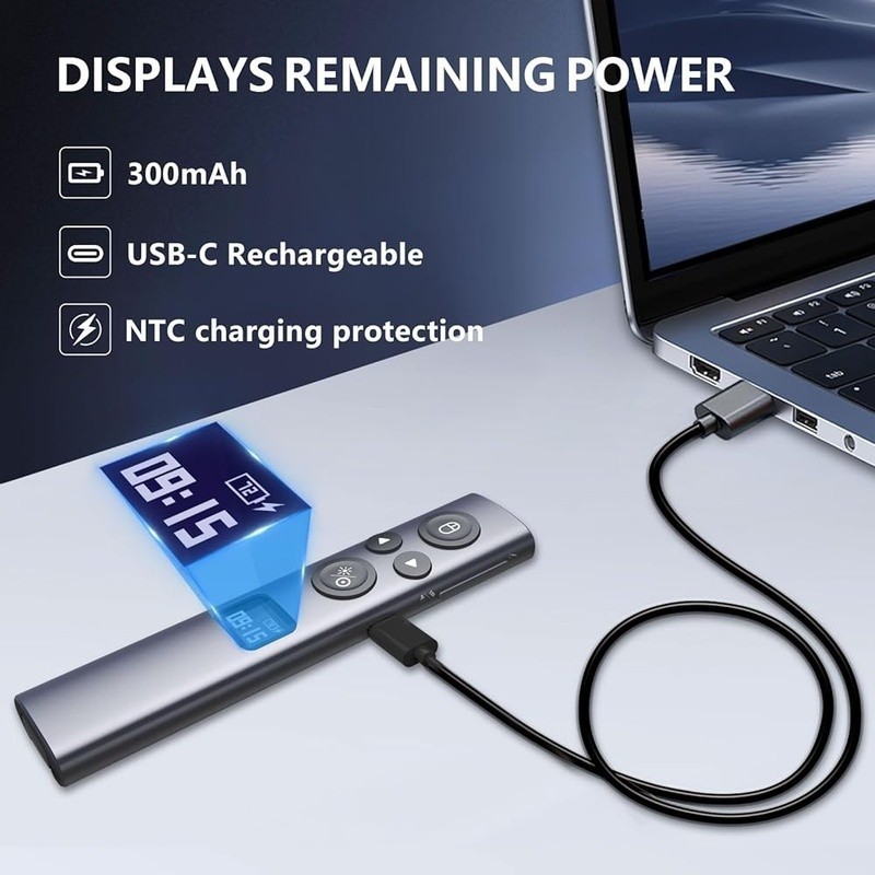 Wireless Presenter W/ Countdown Vibration OLED Display PowerPoint Control Tool