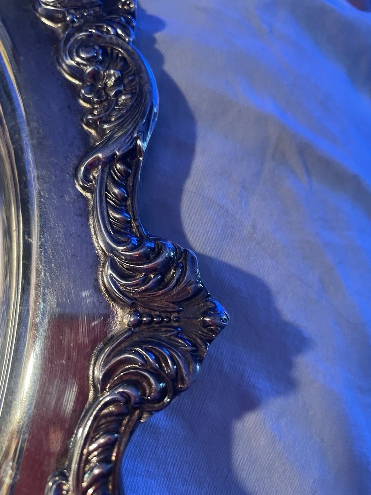 14.5 Silver Plate Tray Royal English by Wallace Footed Silverplate