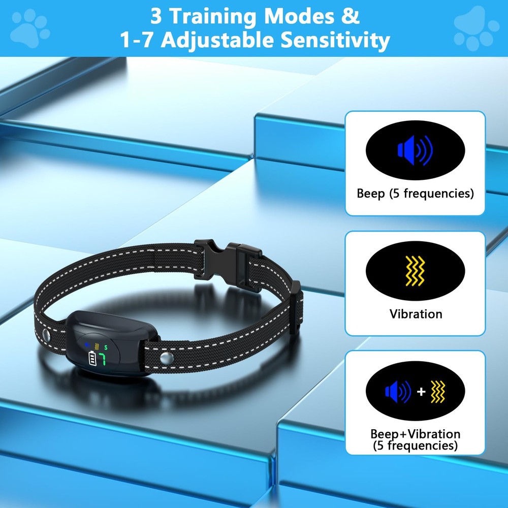 Bark Collar, 2 Pack No Shock Bark Collar for Large & Medium Dogs - Safe & Hum...
