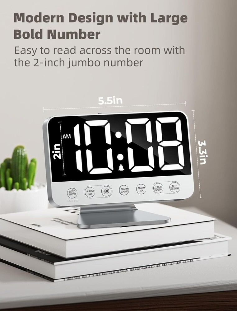 Sharp Electric Digital Dual Alarm Clock Battery Backup LED Large Display Snooze