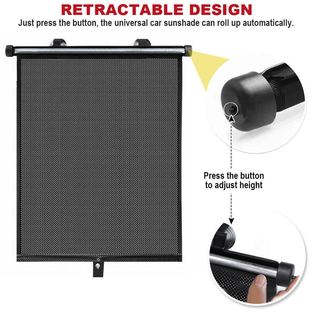 2 Packs Retractable Auto Sun Shade Cover Car Side Window Roller Visor Shield