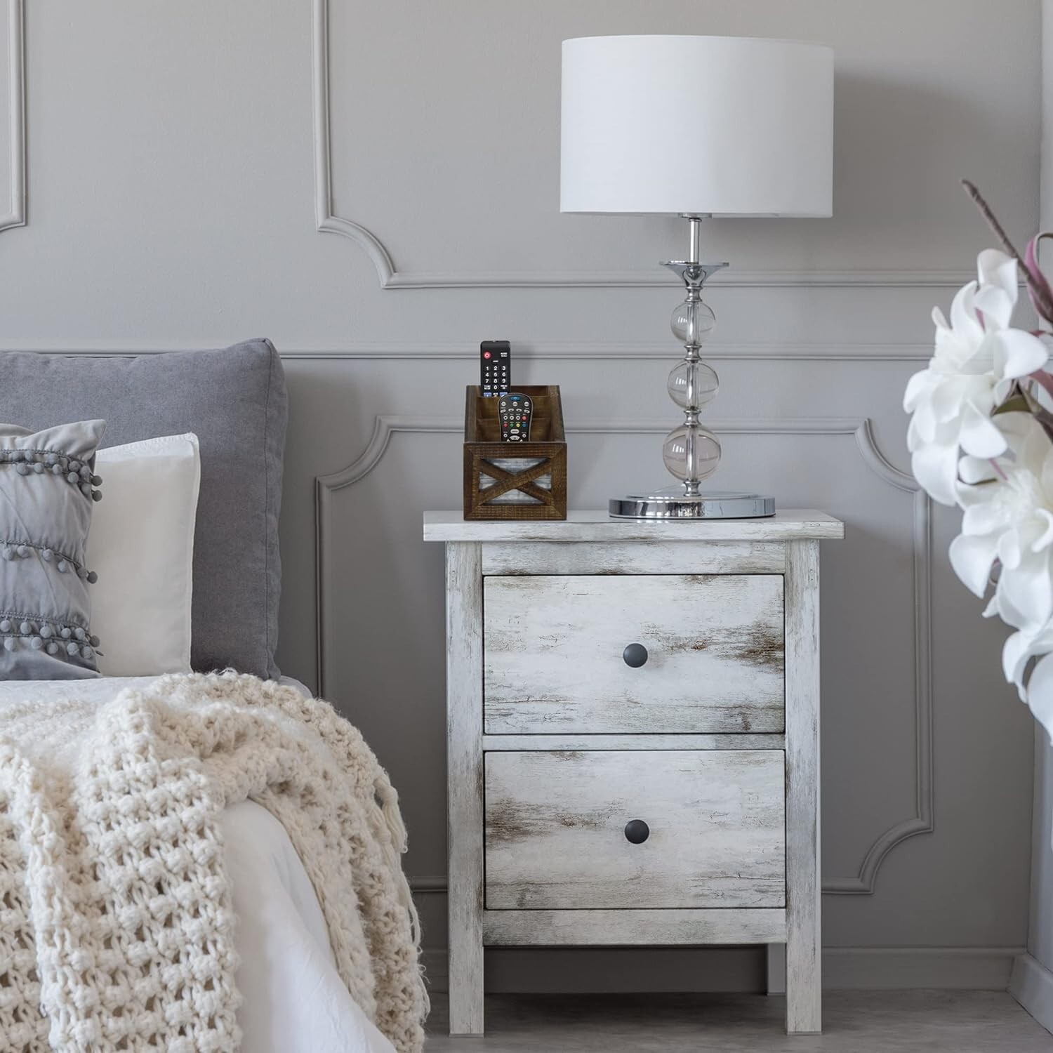 Autumn Alley Farmhouse Remote Holder Desk Organizer 3-Slot Compartment, Brown