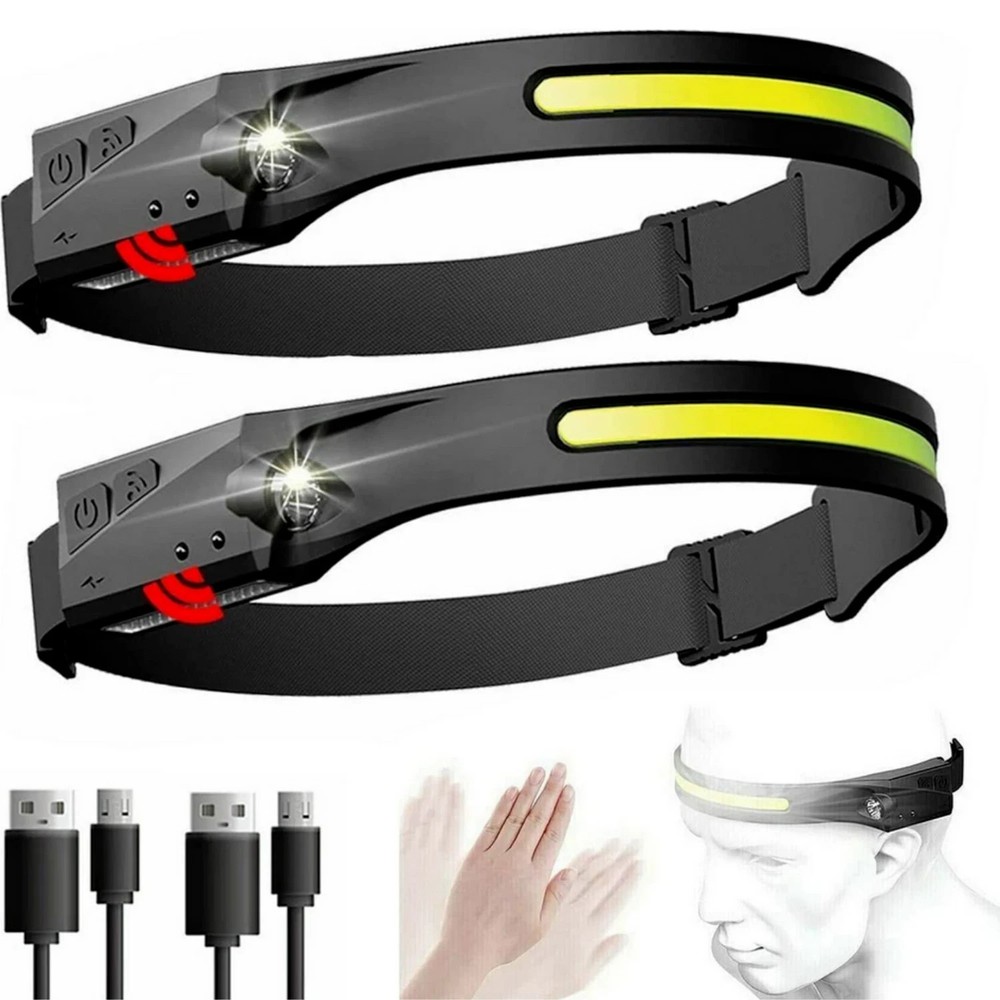 2 Pack Odelfi Strip Light Pro Headlamp with Motion Sensor&Spotlight Lightweight.