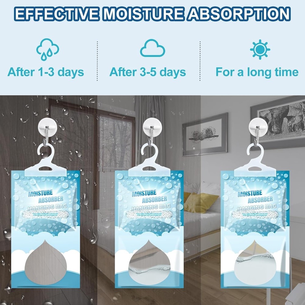 Moisture Absorber Packets 5/12Pack Dehumidifier Bags For Closet Hanging Humidity