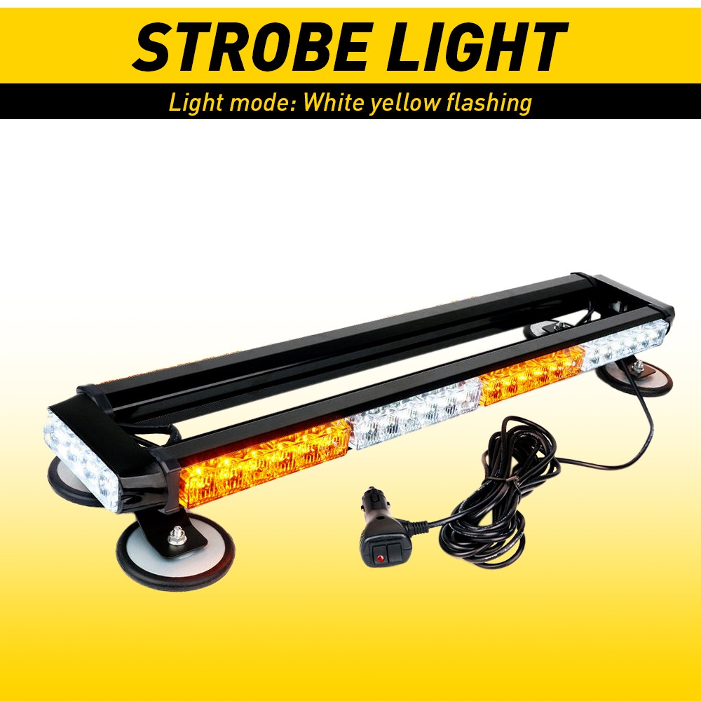 Amber/White 54-LED Emergency Light Bar Rooftop Double Side Strobe Warning Light