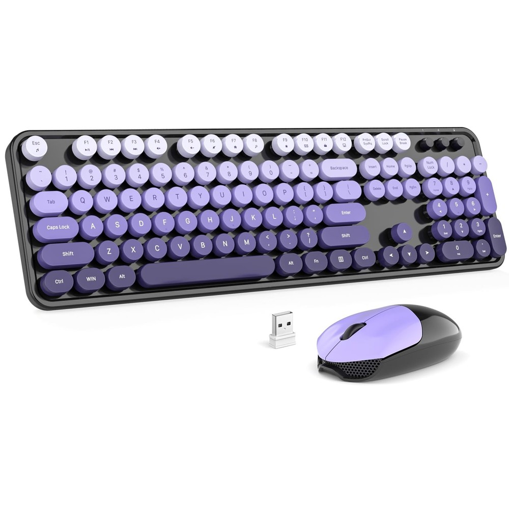 Wireless Keyboard and Mouse Combo, 104 Keys Full-Sized Typewriter Keyboards, ...