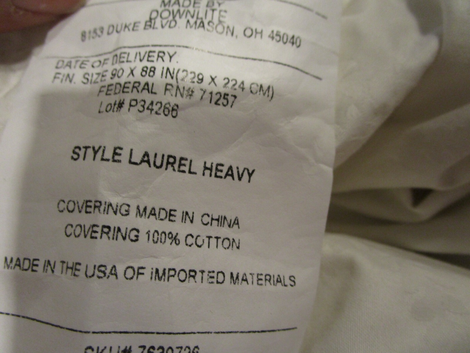 Williams Sonoma Laurel Heavy Down Duvet Insert Full Queen OR $675 Photo sample