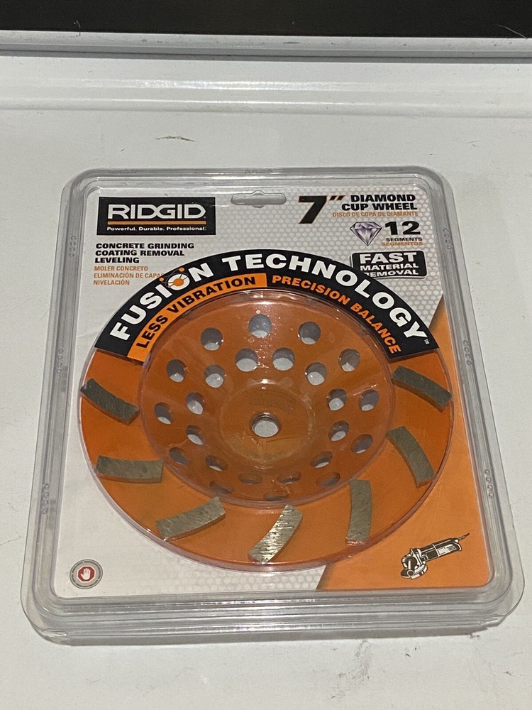 RIDGID 7” 12 Segment Diamond Cup Grinding Wheel 7 Inch New